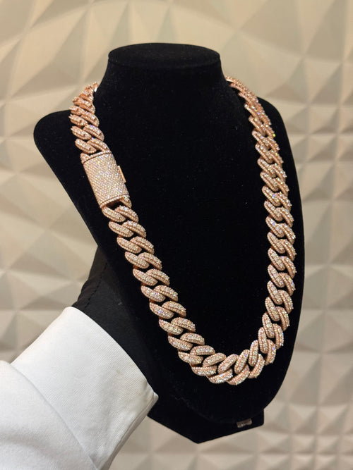 18mm Rose Gold Raised Pointer Miami Cuban