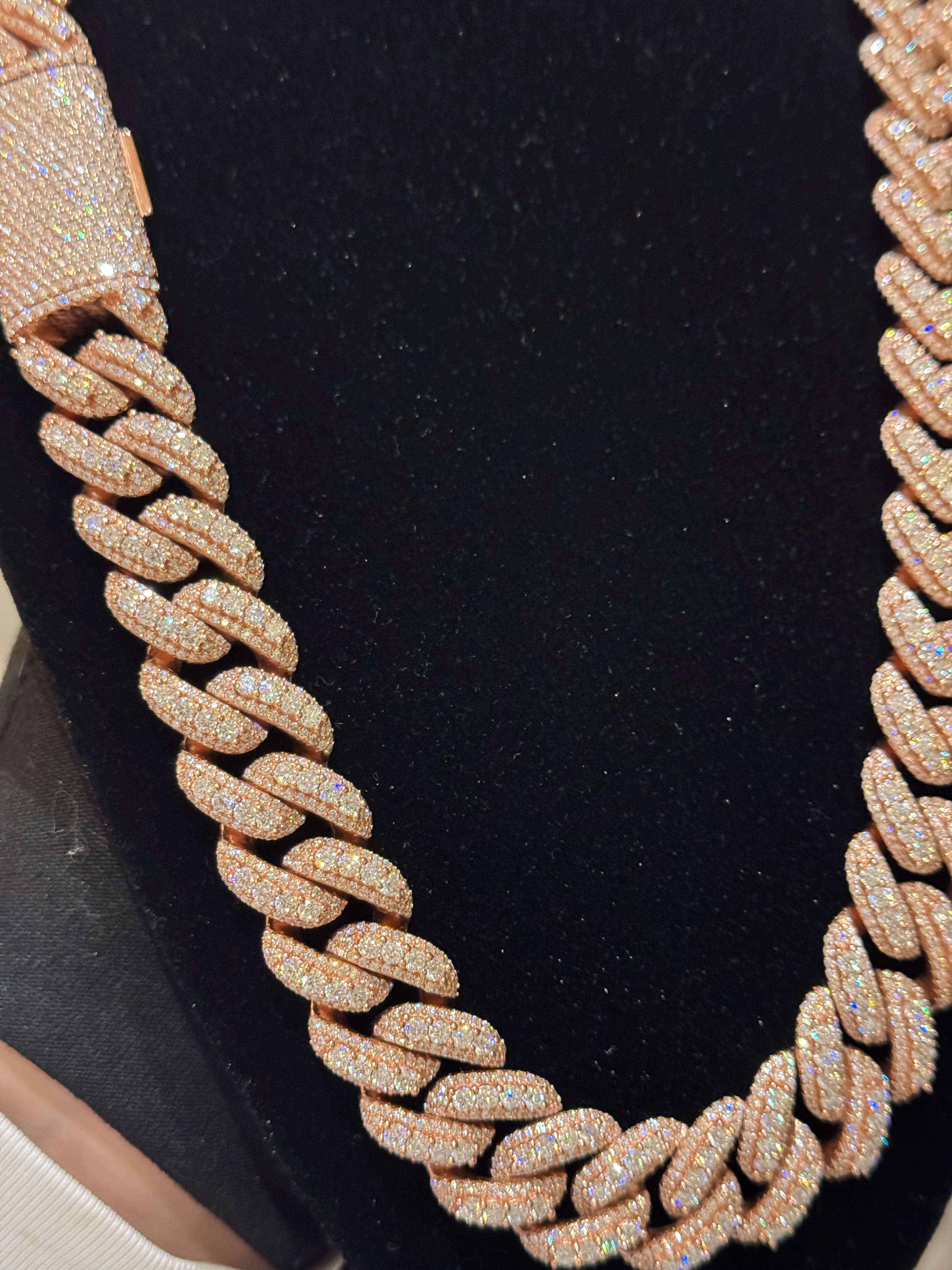 18mm Rose Gold Raised Pointer Miami Cuban