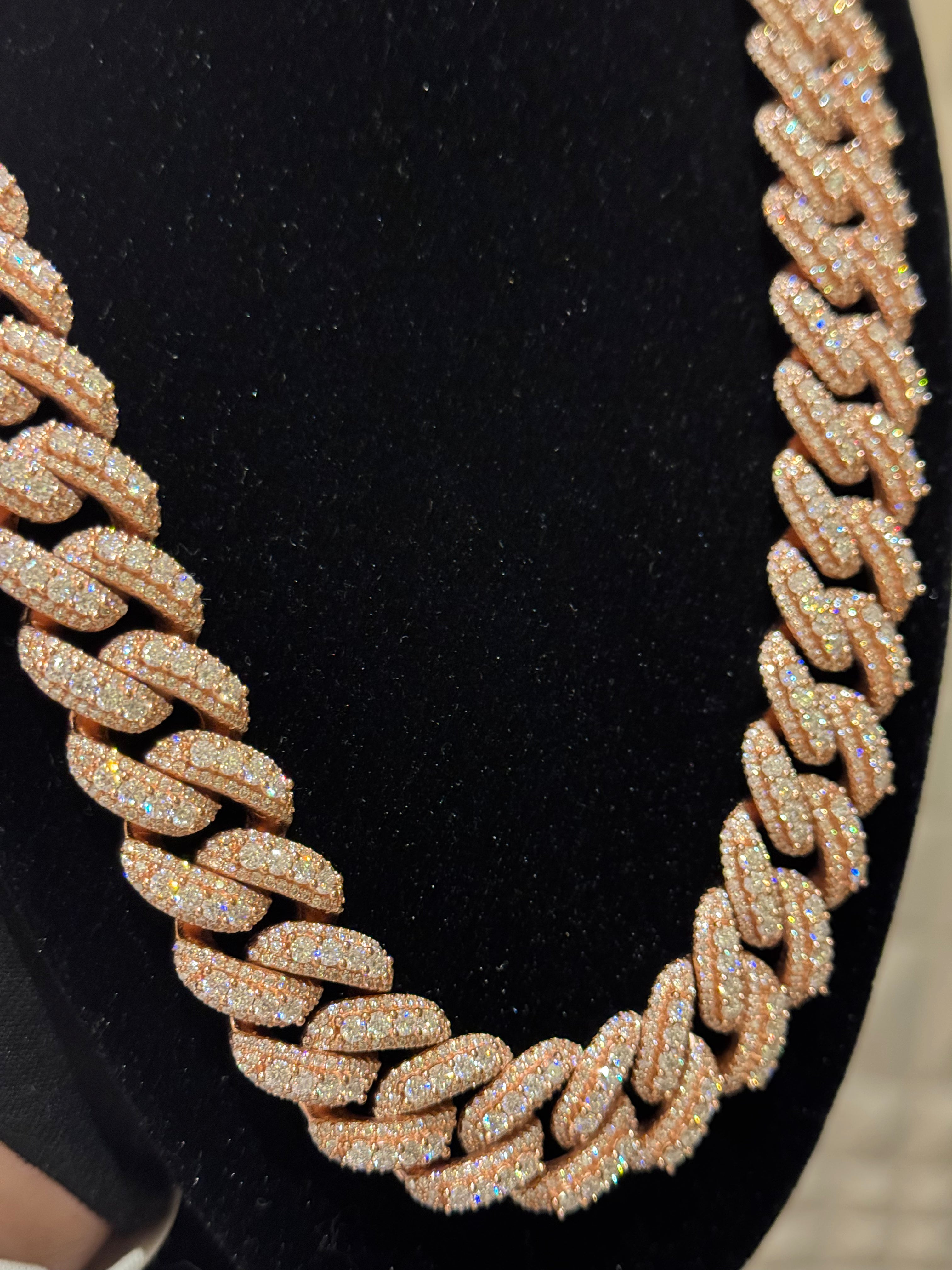 18mm Rose Gold Raised Pointer Miami Cuban