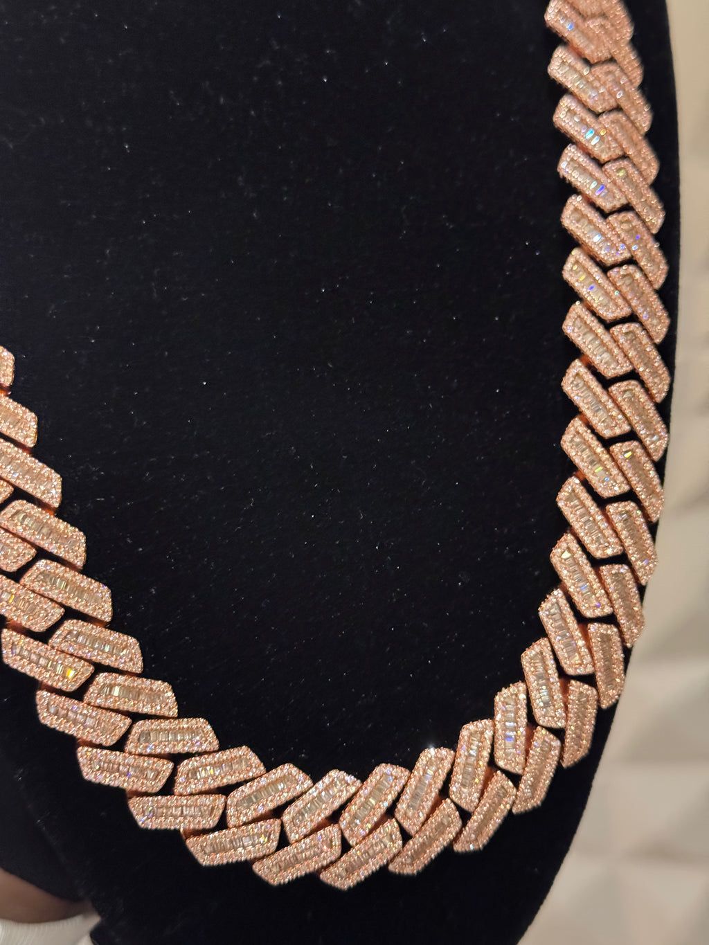 18mm Rose Gold Centre Set Baguette Cuban